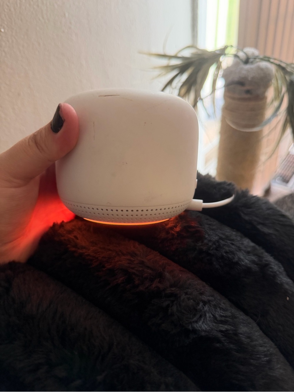 white Google Nest WiFi wireless router. NO CORD